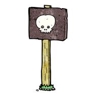 cartoon spooky skull signpost N2