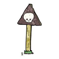 cartoon spooky skull signpost N3