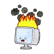 cartoon burning computer N2