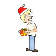 cartoon man with present N2