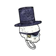 cartoon skull in top hat N3