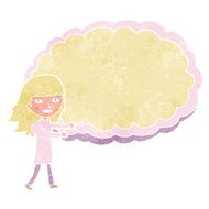 cartoon girl with cloud text space N2