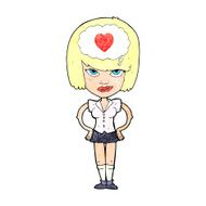 cartoon woman thining about love N2