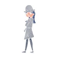 cartoon woman wearing sensible hat N2