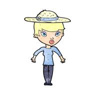 cartoon woman in summer hat N4