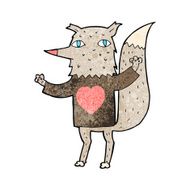 cartoon wolf with love heart tee N2