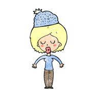 cartoon woman wearing winter hat N22