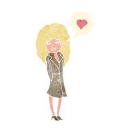 cartoon trenchcoat wearing woman in love