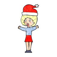 cartoon woman wearing xmas hat N2