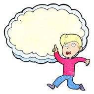 cartoon running boy and cloud N2