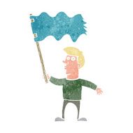 cartoon man waving flag