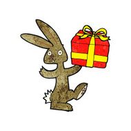 cartoon rabbit with christmas present N2