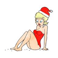 cartoon swimsuit model in christmas hat N2