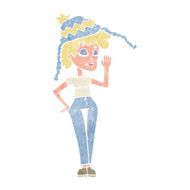 cartoon woman wearing winter hat N25