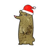 cartoon bear in xmas hat N2