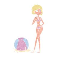 cartoon woman with beachball N2