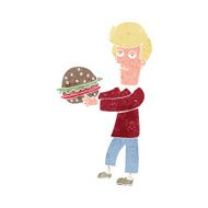 cartoon man eating burger