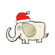 cartoon elephant in christmas hat N2