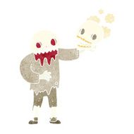 cartoon zombie holding a skull