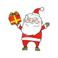 cartoon happy santa claus with present N2