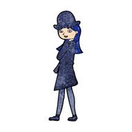 cartoon woman wearing sensible hat N4