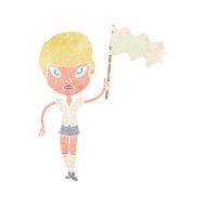 cartoon woman waving white flag N3