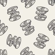 doodle money coin seamless pattern background