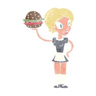 cartoon waitress with burger N8