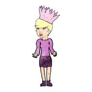 cartoon woman wearing paper crown N2