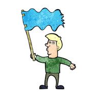 cartoon man waving flag N2