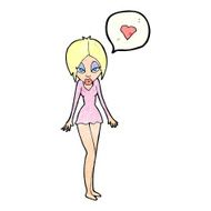 cartoon woman with love heart N9