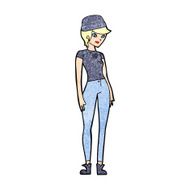 cartoon pretty woman wearing hat N2