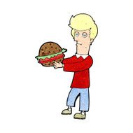 cartoon man eating burger N2