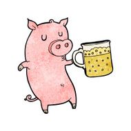 cartoon pig with beer N2