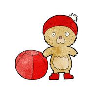 cartoon bear in hat with ball N2