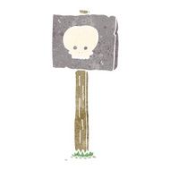 cartoon spooky skull signpost N5