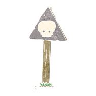 cartoon spooky skull signpost N6