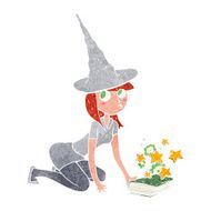 cartoon witch and spell book