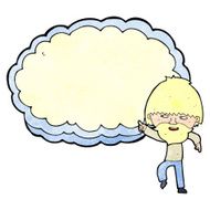 cartoon man pointing at text cloud space N2