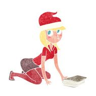 cartoon woman in christmas hat N5