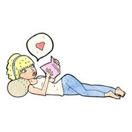 cartoon woman loving her book N2