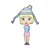 cartoon woman wearing winter hat N48