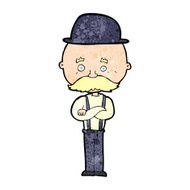 cartoon man wearing bowler hat N17