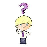 cartoon school boy with question N3