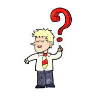 cartoon school boy with question N4