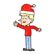 cartoon man ready for christmas N44