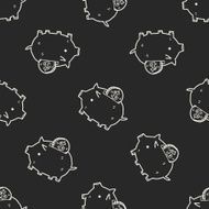 doodle pig money bank seamless pattern background N2