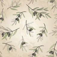 Floral seamless pattern Olive branch retro background