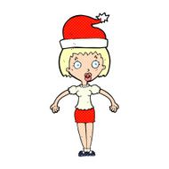 cartoon woman wearing christmas hat shrugging shoulders N3