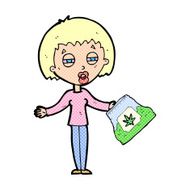 cartoon woman with bag of weed N3